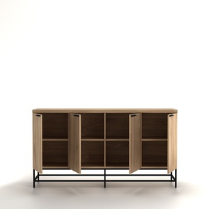Aparador Moderno de 4 Puertas con Patas de Metal Dorado para Sala de Estar o Comedor - Product Image 1