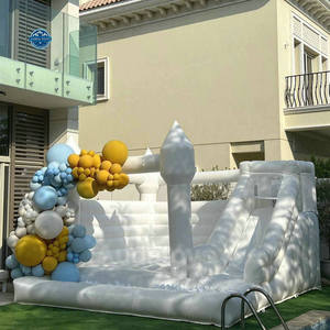 Structure gonflable commerciale en PVC grand format pour enfants, avec toboggan et <span class=keywords><strong>piscine</strong></span> à balles, blanche, 16x13 pieds, capacité 500 kg, idéale pour location de fêtes et mariages - Product Image 3