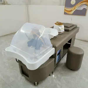 Customized Color Modern Steamer Hair Washing Shampoo Chair Hair Salon Washing Chair Bowls Sink With Foot Basin Head And Legs