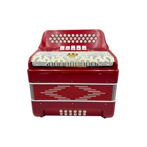 SEASOUND OEM JB3412D Accordéon Diatonique Professionnel Rouge en Celluloïd 34 Boutons 12 Basses 5 Registres Grille Blanche Dorée Portable - Product Image 2