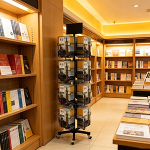 Exhibidor de Libros Metálico Giratorio con Ruedas, 4 Lados, 16 Bolsillos, para Revistas y Folletos, con Letrero <span class=keywords><strong>en</strong></span> <span class=keywords><strong>Blanco</strong></span> para Librería - Product Image 3