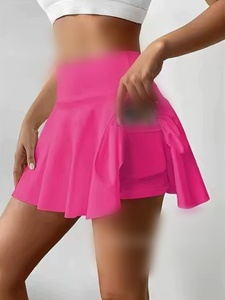 Plus-size women's skWomen's Solid Color High Waisted Pleated Skirts Inner Pocket <b>Quick</b> Drying Sports Short Running Fitness - Product Image 4