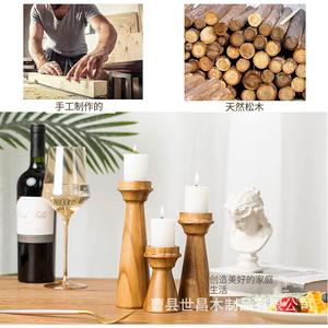 <b>Wooden</b> <b>Candlestick</b> 3 Piece Set Tapered Design Wedding Home Decoration - Product Image 2