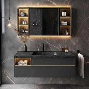 <span class=keywords><strong>Meuble</strong></span> de salle de bain mural moderne européen en bois avec lavabo - Product Image 3