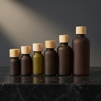 Vente en gros - Offre Spéciale : Bouteille compte-gouttes en verre de 0,5 oz, 1 oz, 2 oz (30 ml, 5 ml) pour huiles essentielles, avec bouchon à vis en bambou et couvercle en bois, hermétique