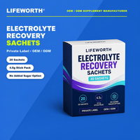 Poudre d'électrolytes LIFEWORTH OEM pour l'énergie, l'hydratation et la récupération, sans sucre ajouté, GMP HACCP