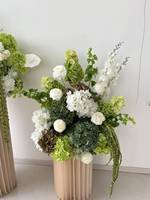Dekorasi Bunga Gantung Buatan Warna Putih Hijau untuk Pernikahan, Hydrangea Anthurium, Hiasan Floral untuk Acara, Latar Belakang Meja Bar