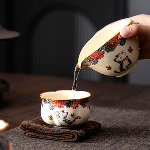 Taza de Té Blanca de Cerámica Hecha a Mano con Diseño de Gatito, Taza Maestra para Kung Fu, Taza Individual, Regalo para Amantes del Té - Product Image 2