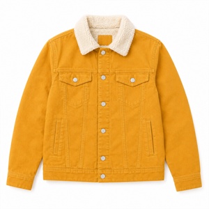 Chaqueta <span class=keywords><strong>de</strong></span> pana para mujer con forro polar sherpa, abotonada, estilo casual, tipo camionero, abrigo <span class=keywords><strong>de</strong></span> <span class=keywords><strong>invierno</strong></span> cálido con cuello <span class=keywords><strong>de</strong></span> piel sintética, chaqueta vaquera. - Product Image 1