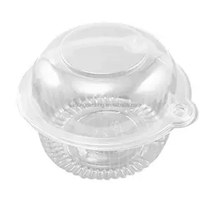 Caixa de plástico transparente para cupcake e bolo, recipiente com cúpula para muffins, caixa separada para salada de frutas, tamanho pequeno, caixa para embalagem
