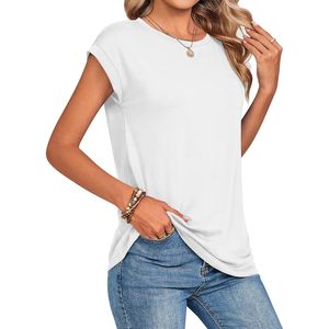 FOXA Womens <b>Cap</b> Sleeve T-Shirt 100% Cotton Jersey Breathable Summer Casual Top For Women - Product Image 3