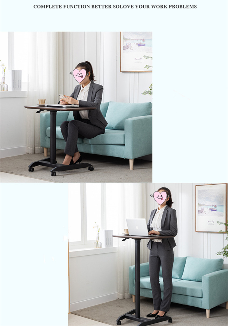 Pneumatic Desk Height Adjustable Laptop Table with Wheels Mobile Standing Desk