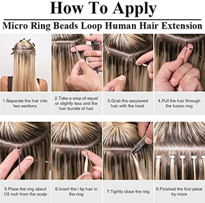 TopElles 12a Cheveux humains vierges brésiliens Remy Couleurs personnalisées Extensions de cheveux faciles à poser Micro anneaux/liens/boucles/perles <span class=keywords><strong>1g</strong></span>/mèche Femmes - Product Image 5