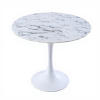 Table de salle à manger à base circulaire en panneau de densité blanche de conception moderne de haute qualité en gros