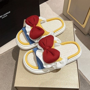 Custom Bow for Slippers for Women Fashionable Cushioned EVA Outsole Soft Open Toe Indoor/Outdoor/Beach Flat Shoes for Winter - Product Image 2