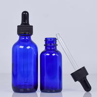 Kemasan grosir botol minyak esensial Perawatan Kulit Serum Boston kaca 2Oz biru kobalt 60ml dengan tutup penetes