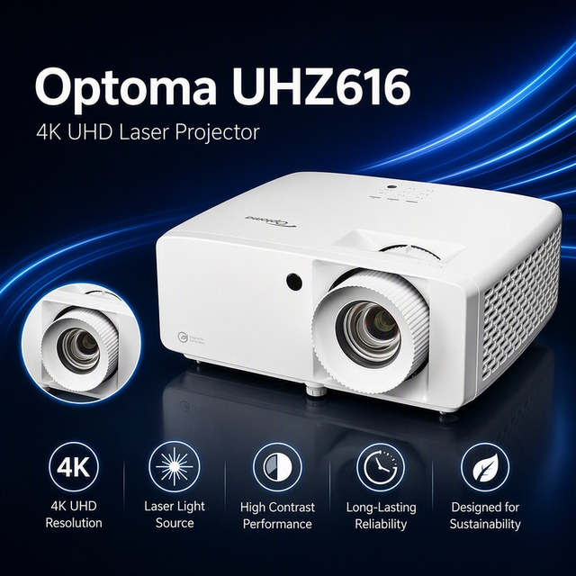 Optoma UHZ616 4K Projector Home Theater 3D Projector, 4000 Lumens Video Home Laser Projector