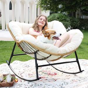 드우 모던 실내외 스윙 아늑한 레이지 소파 베이지 거실 대형 흔들의자 패딩 파티오 라운지 락커 - Product Image 6