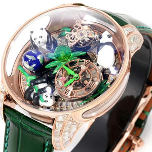 Nuevo Reloj de Lujo para Hombre 2026, Diseño 3D Panda Astronomia, Tema Bambú, Oro Rosa con Diamantes, Mecánico, Tourbillon - Product Image 2