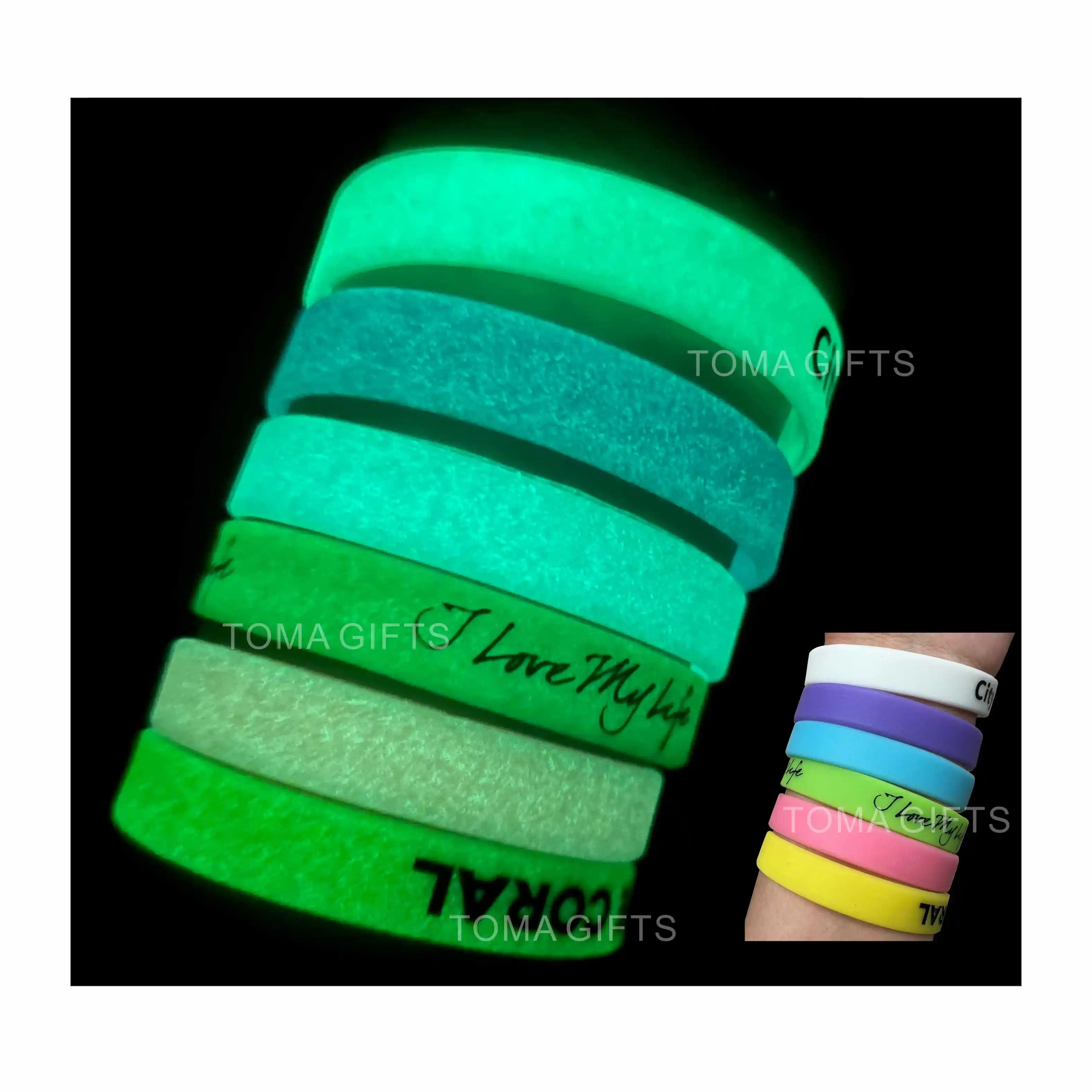 Most Popular Cheap Custom Logo Glow in the Dark Party Silicone Wristband Night Running Luminous Rubber Bracelets