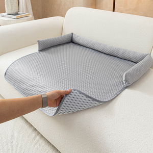 Tapis pour animaux de compagnie en soie glacée tissée, rectangulaire, lit rafraîchissant pour chien, lavage à la main, rembourrage en fibre de polyester - Product Image 3