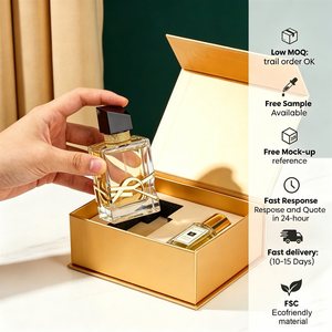Boîte de parfum de luxe personnalisée de 50 ml, emballage rond élégant en verre, couvercle magnétique doré, vaporisateur à pompe, avec flacon - Product Image 2