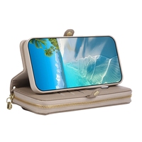 Étui en cuir multifonctionnel avec fermeture éclair pour Samsung A12/A13/A14/A15/A16/A17/A07, pochette à bandoulière, housse rabattable