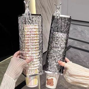 Caja de almacenamiento de vasos desechables para montar en la pared, con diseño de glaciar, sin necesidad de taladrar, con un diseño elegante y tapa sencilla. - Product Image 1