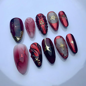 <span class=keywords><strong>Uñas</strong></span> Postizas Adhesivas al por Mayor, Diseño 3D Personalizado, Almendradas, ABS, Francesas, Reutilizables, Blancas, Rosas, con Líneas Doradas, Cobertura Completa, <span class=keywords><strong>Uñas</strong></span> a Granel - Product Image 2