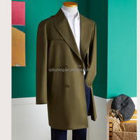 Trench-coat pour homme Col cranté Pardessus à double boutonnage Manteau d'affaires mi-long