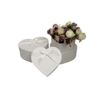 Boîte cadeau de haute qualité avec nœud, boîte à fleurs en papier perlé en forme de cœur, lot de 3 pièces, boîte d'emballage cadeau personnalisée