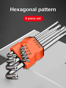 Set di chiavi a stella Torx di grado industriale 9 pezzi chiavi a brugola chiave a esagono a doppia estremità L tipo cacciavite strumenti di riparazione a mano - Product Image 3