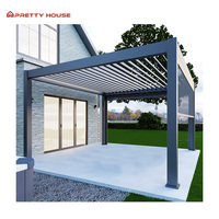 Auvent motorisé pour pergola de luxe pour l'extérieur Installation de la bande lumineuse à LED pour toit à persiennes