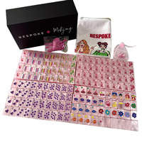 Tuiles de Mahjong en Acrylique Gravées sur Mesure, Luxe Personnalisé, Motif Perle de Coton Sucré, 160 Tuiles de Mahjong Américaines