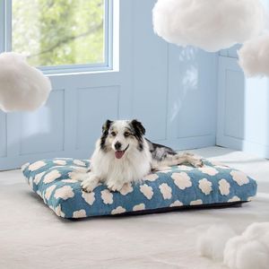 Wolk Bloem Plaid Rechthoekige Kattenbed Hondenbed Zacht Pluche Wasbaar Dik Comfortabel Antislip Huisdier Nest Zelfverwarmend voor Huisdieren - Product Image 1