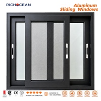 RICHOCEAN Fenêtre coulissante en aluminium minimaliste personnalisée, étanche, avec protection de la vie privée, verre givré pour salle de bain