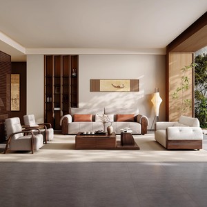 Ensemble <span class=keywords><strong>de</strong></span> canapés en bois massif <span class=keywords><strong>de</strong></span> noyer noir-Cuir véritable-Canapé droit <span class=keywords><strong>de</strong></span> grande et petite taille pour différentes tailles <span class=keywords><strong>de</strong></span> pièces - Product Image 1