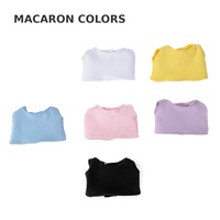 Vêtements de poupée personnalisés de 10 cm, hauts sans manches couleur macaron, tenue de poupée en peluche miniature, vente en gros OEM ODM