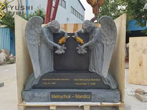 Современная черная гранитная статуя Ангела YUSHI, надгробная плита для кладбища, предназначенная для Momuments - Product Image 2