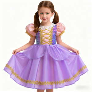बच्चों के लिए सुंदर राजकुमारी प्रदर्शन पोशाक बैंगनी पोशाक पोशाक के साथ पूरे सेट - Product Image 1