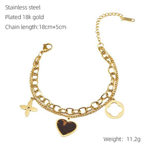 ZOGXIN Double Layer Heart Bracelet Gold Plated 18K Stainless Steel Charm Jewelry Gift for Women - Product Image 4