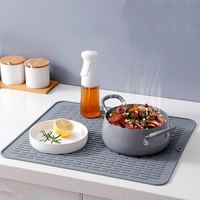 Tapis de table de cuisine en silicone de qualité alimentaire, style classique, épaisseur 3 mm, grande taille, antidérapant, pour le drainage des verres et des casseroles