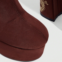 Bottines hautes en daim bordeaux avec broderie de dragon, talons hauts épais, plateforme, nouveau style chinois, chaussures de soirée pour femmes