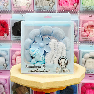 6 adet/kutu Yüz Yıkama Temizleme Süngeri Bulut Saç Bandı Güzellik Makyaj Bağı Spa Bandı Saç Bandı Hediye Kutusu Bileklik Seti - Product Image 5