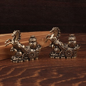 Brass Lucky Horse Gourd Ornament 2Pcs Feng Shui Home <b>Office</b> Decoration - Product Image 1