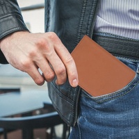 Porte-cartes Fin en Cuir Véritable Fait Main 2025, Vente en Gros, Personnalisé, RFID, Pliable pour Hommes, Portefeuille de Cartes de Crédit et d'Identité Professionnel