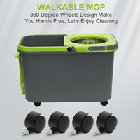 OKKiHOME Ensemble de vadrouille à rotation magique à 360 degrés avec poignée réglable Opération facile Seau de nettoyage de sol en plastique Vadrouille centrifugée