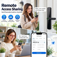 Kunci Pintu Pintar Aluminium Alloy dengan Layar Sentuh Sidik Jari, Kontrol Aplikasi Tuya Ttlock, WIFI Pabrikan Asli