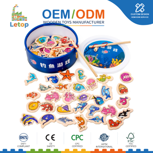 Juego de Pesca de Madera para Niños, Montessori, Animales Marinos, <span class=keywords><strong>Alfabeto</strong></span>, Fonética, Juego Educativo Bilingüe, Set de Regalo - Product Image 1