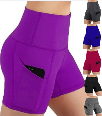 Женские быстросохнущие шорты для занятий йогой, шорты с карманом для телефона, одежда для фитнеса и йоги, спортивная одежда для спортзала, леггинсы, штаны для йоги